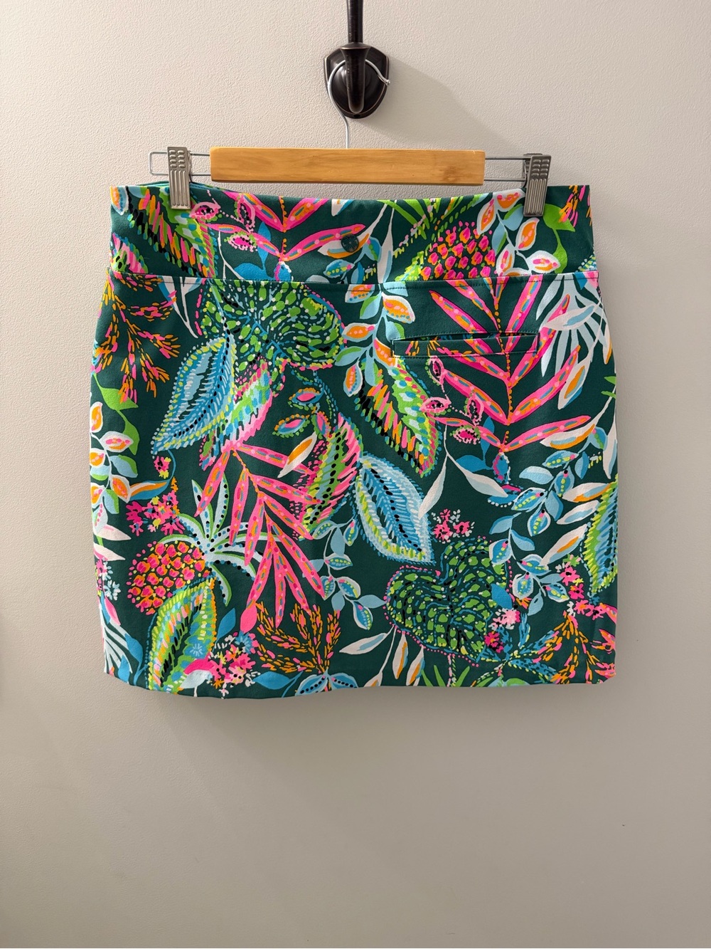 Lilly Pulitzer Emerald Tropical Print Mini Skirt with Neon Accents